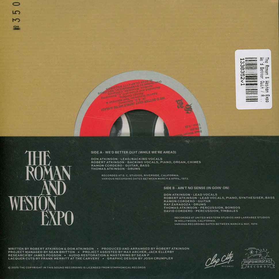 The Roman & Weston Expo – We'd Better Quit (While We're Ahead) / Ain't No Sense (In Goin' On)